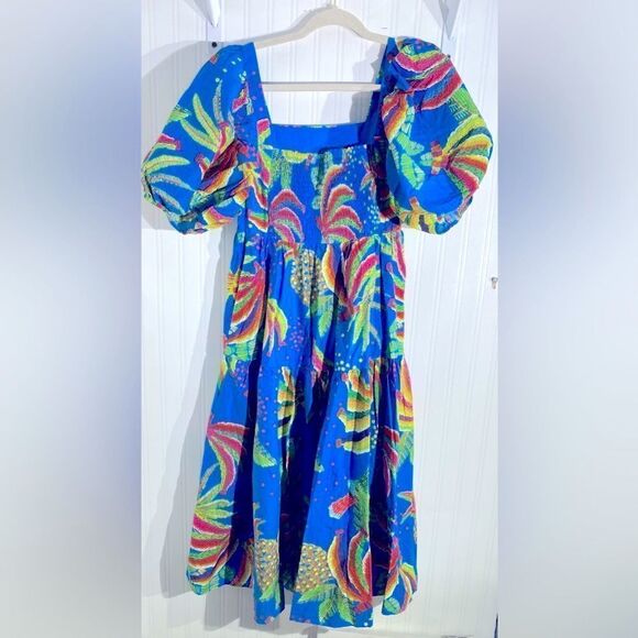 NWT FARM Rio Blue Banana Midi Dress Size S - Picture 8 of 16